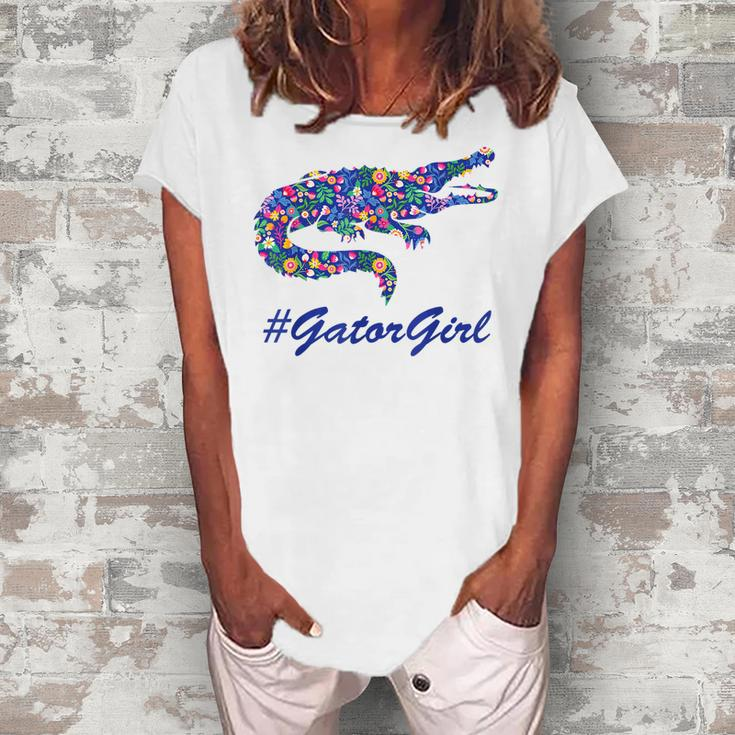 Gator Girl  Alligator Kids Women Crocodile  Women's Loosen Crew Neck Short Sleeve T-Shirt