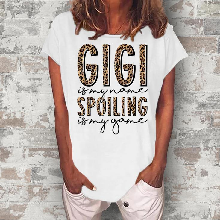 Gigi Is My Name Spoiling Is My Game Leopard Gigi Mothers Day  Women's Loosen Crew Neck Short Sleeve T-Shirt