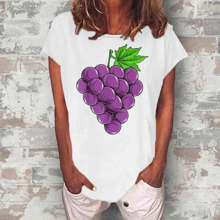 Grape Fruit Easy Lazy Diy Halloween Costume Women Girls Kids  Women's Loosen Crew Neck Short Sleeve T-Shirt