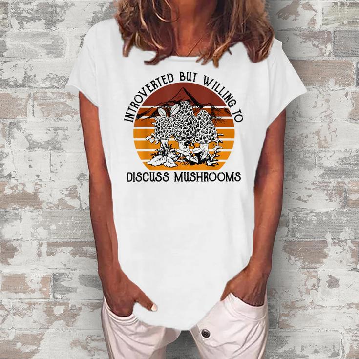 Introverted But Willing To Discuss Mushrooms Halloween Women's Loosen T-shirt