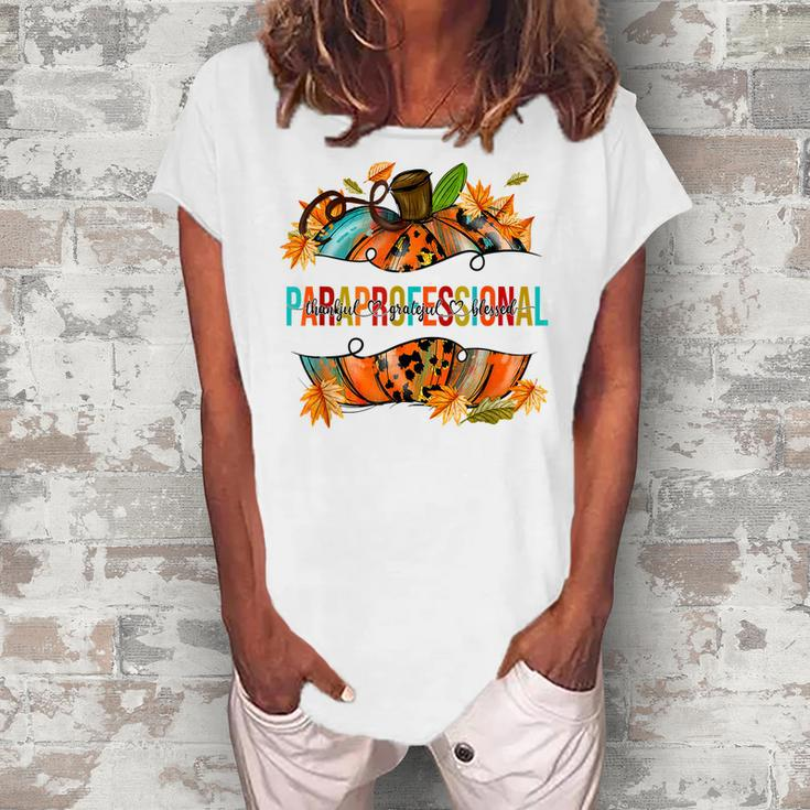 Paraprofessional Happy Fall Y’All Pumpkin Para Teacher Fall  Women's Loosen Crew Neck Short Sleeve T-Shirt