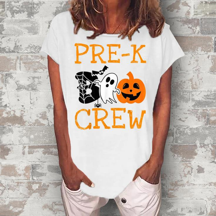 Pre-K Boo Crew Vintage Halloween Costumes For Pre-K Teachers  Women's Loosen Crew Neck Short Sleeve T-Shirt