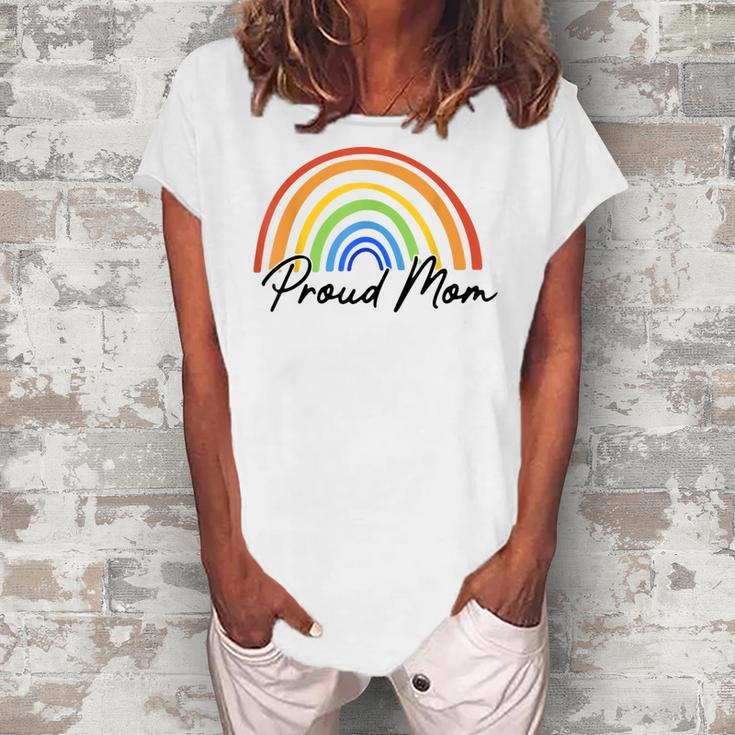 Proud Mom Rainbow  Lgbt Gay Pride Month  V2 Women's Loosen Crew Neck Short Sleeve T-Shirt