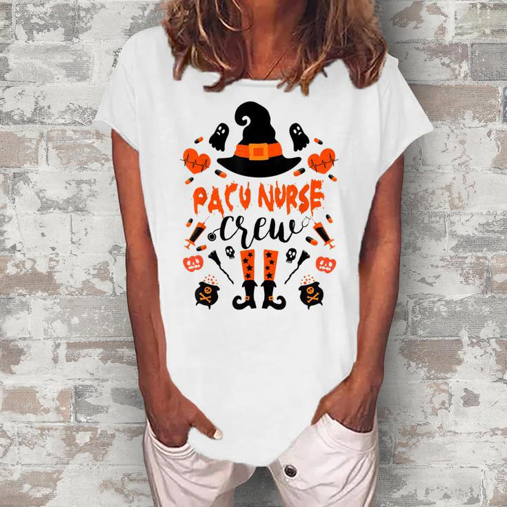 Witch Pacu Nurse Crew Costume Halloween Witch Broom Costume  Women's Loosen Crew Neck Short Sleeve T-Shirt