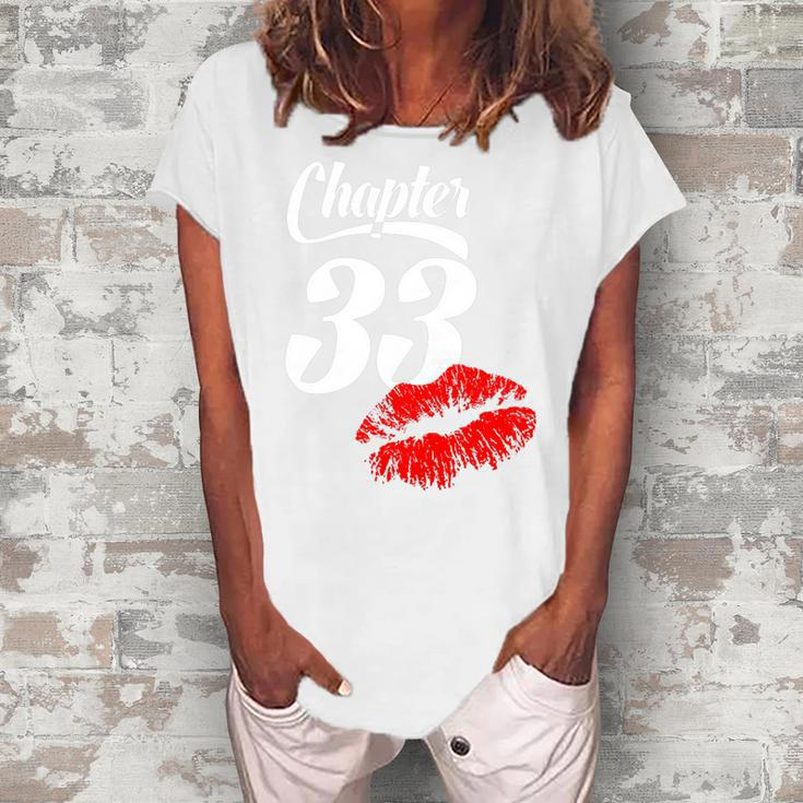 Womens Womens 33Th Birthday Lips  Chapter 33 Years Old  1989   Women's Loosen Crew Neck Short Sleeve T-Shirt