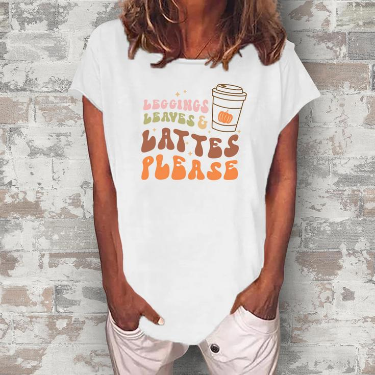 Fall Retro Leggings Leaves And Lattes Please Pumpkin Spice Women's Loosen T-shirt