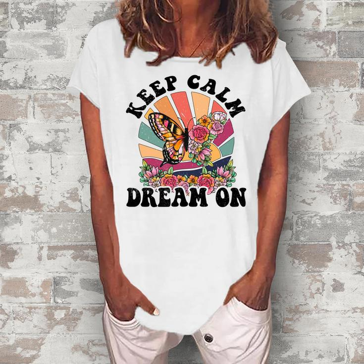 Keep Calm Dream On Vintage Boho V2 Women's Loosen T-shirt