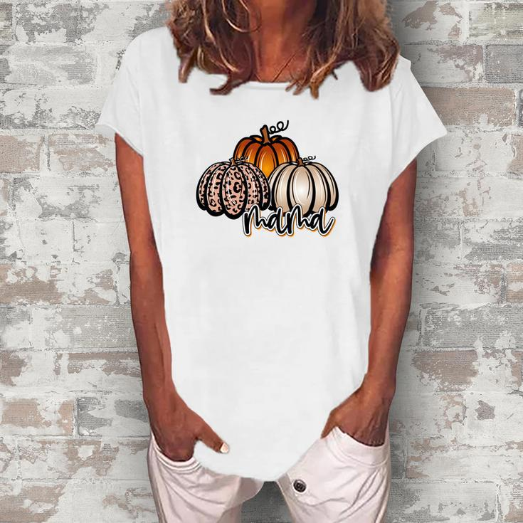 Mama Pumpkin Leaopard Orange Pumpkins Fall Women's Loosen T-shirt