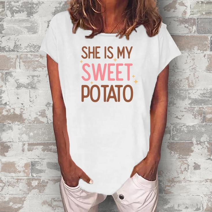 Retro Thanksgiving She Is My Sweet Potato Women's Loosen T-shirt