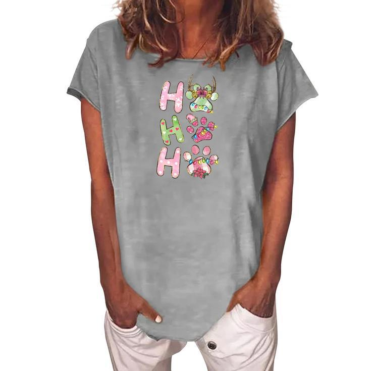 Retro Ho Ho Ho Paws Christmas Pet Lovers Christmas Women's Loosen T-shirt