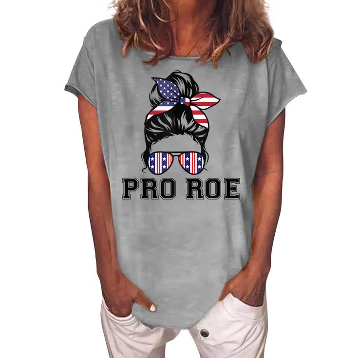 Pro 1973 Roe  Cute Messy Bun Mind Your Own Uterus  Women's Loosen Crew Neck Short Sleeve T-Shirt