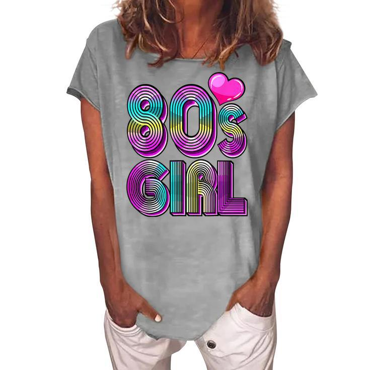80S Girl Birthday Party Costume Retro Vintage Women V2 Women's Loosen T-shirt