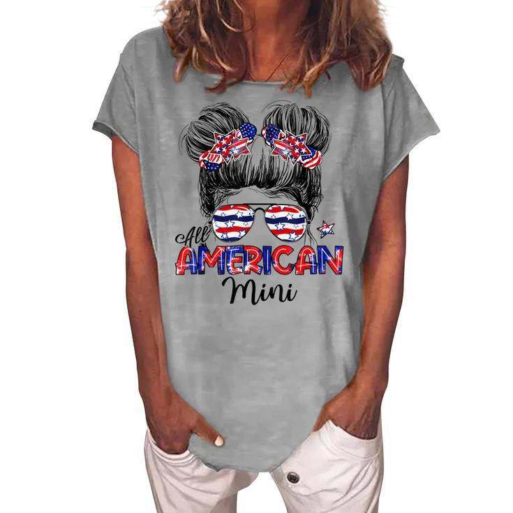 All American Mini 4Th Of July Usa Flag Kids Women's Loosen T-shirt