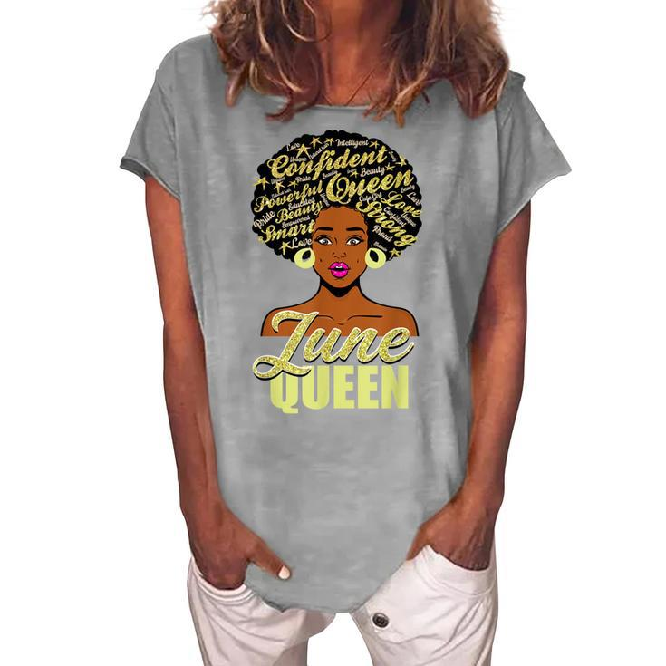 Black African American Melanin Afro Queen June Birthday Women's Loosen T-shirt