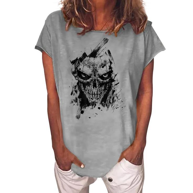 Creepy Zombie Demon Scary Horror Halloween Party Costume Women's Loosen T-shirt