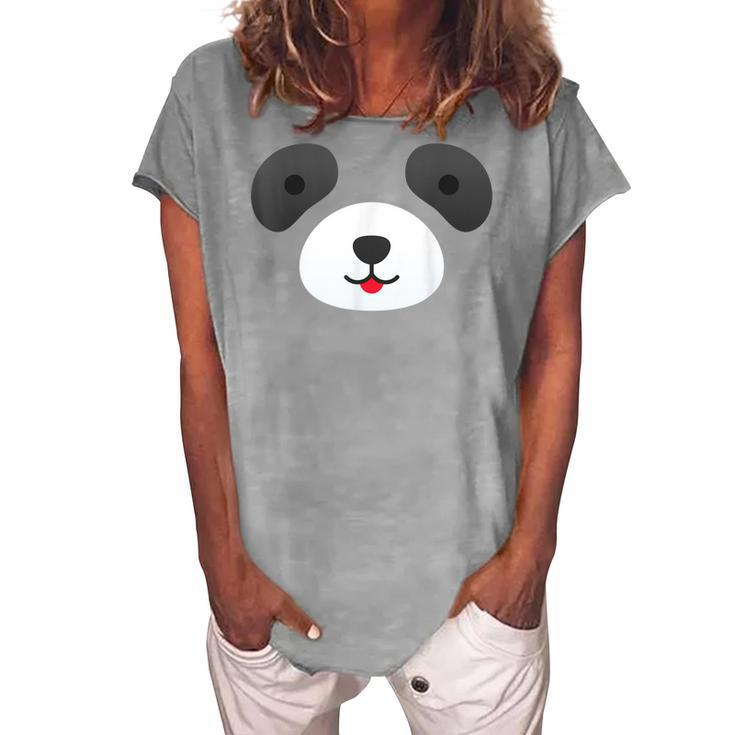 Cute Bear Panda Face Diy Easy Halloween Party Easy Costume Women's Loosen T-shirt