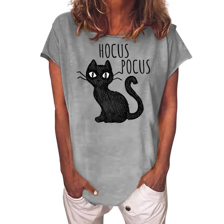 Halloween For Cat Lovers Hocus Pocus Black Cat Women's Loosen T-shirt