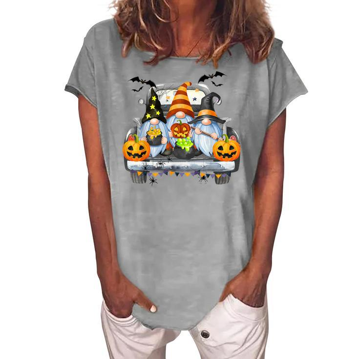 Women Halloween Truck Gnomes Pumpkin Kids Thanksgiving V2 Women's Loosen T-shirt