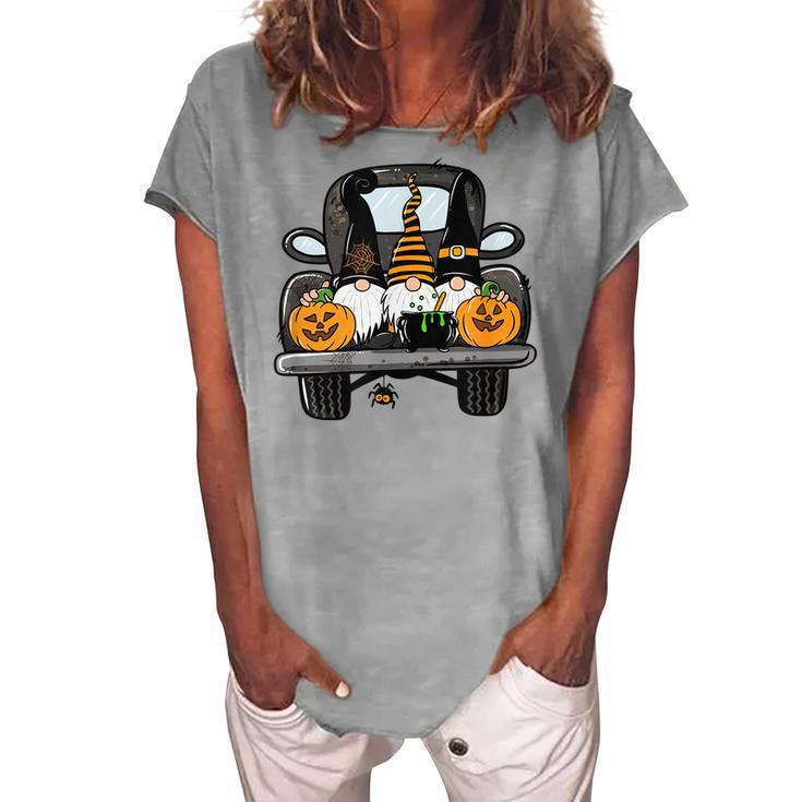 Halloween Truck Gnomes Pumpkin Thanksgiving Women's Loosen T-shirt