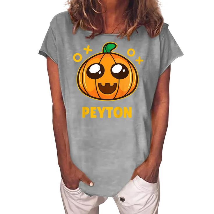 Kids Peyton Kids Pumpkin Halloween Women's Loosen T-shirt