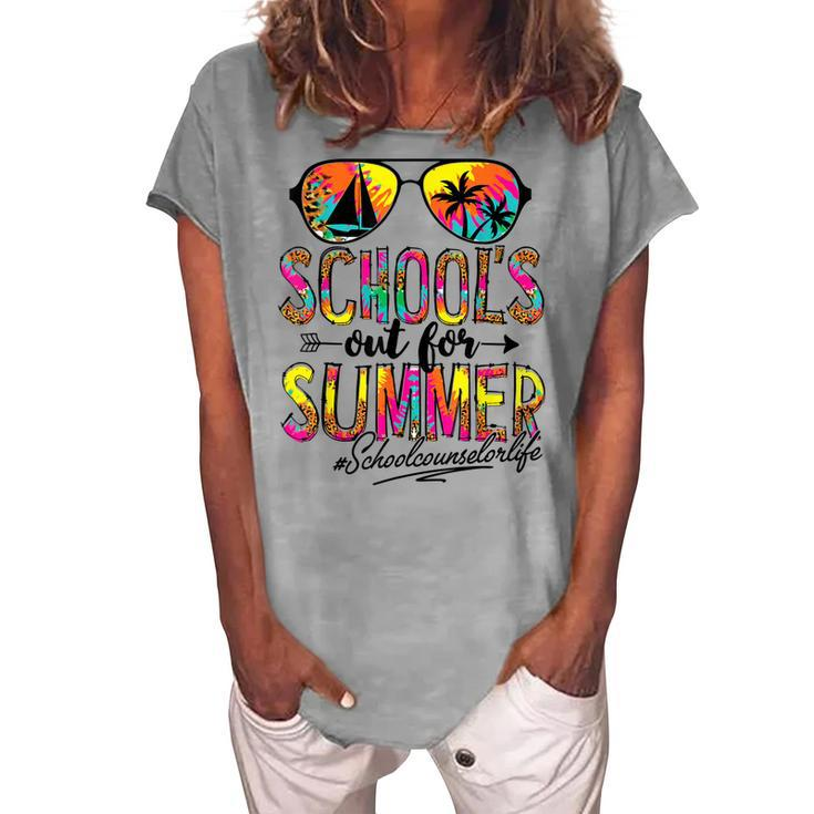 Last Day Of School Schools Out For Summer School Counselor  Women's Loosen Crew Neck Short Sleeve T-Shirt