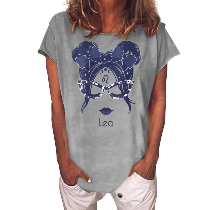 Womens Leo Girl Zodiac Birthday Women's Loosen T-shirt