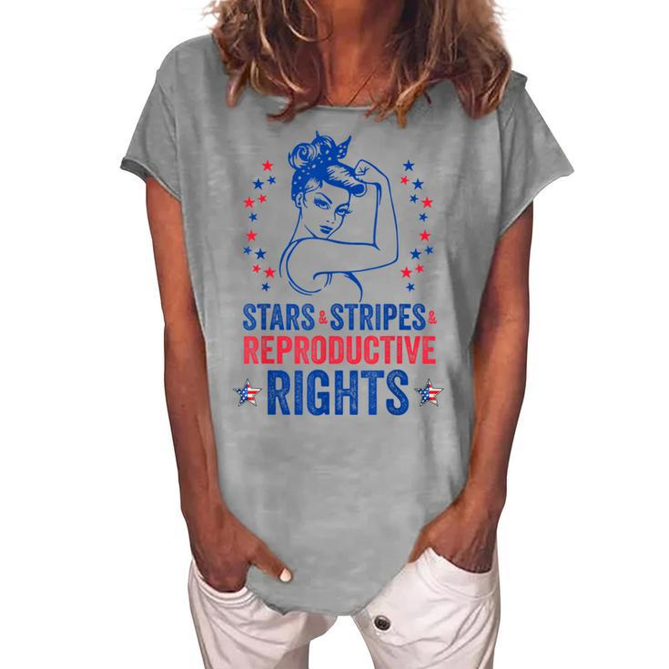 Patriotic 4Th Of July Stars Stripes Reproductive Right Women's Loosen T-shirt
