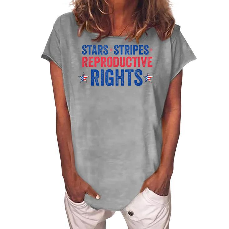 Patriotic 4Th Of July Stars Stripes Reproductive Right V5 Women's Loosen T-shirt