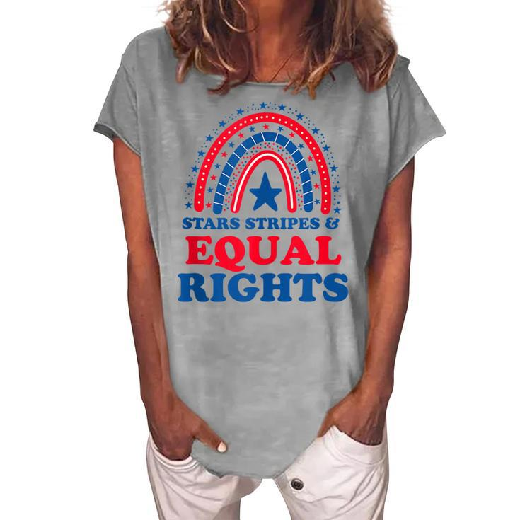 Pro Choice Boho Rainbow Feminist Stars Stripes Equal Rights Women's Loosen T-shirt
