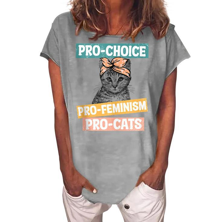Pro Choice Pro Feminism Pro Cats Feminism Feminist Women's Loosen T-shirt
