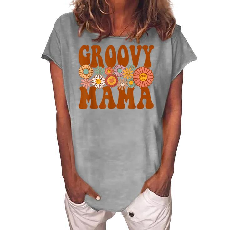 Retro Groovy Mama Matching Family 1St Birthday Party Women's Loosen T-shirt