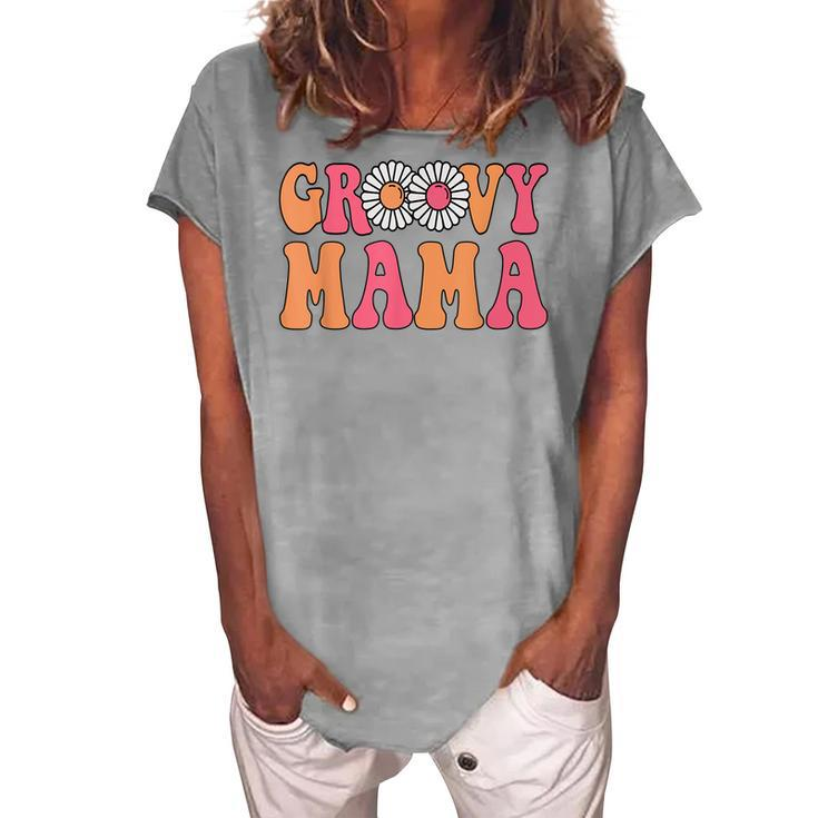 Retro Groovy Mama Matching Family 1St Birthday Party V2 Women's Loosen T-shirt