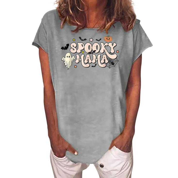Retro Vintage Spooky Mama One Thankful Mama Halloween Women's Loosen T-shirt