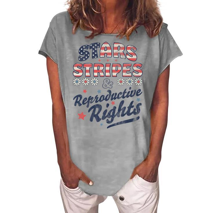 Stars Stripes Reproductive Rights Patriotic 4Th Of July Cute Women's Loosen T-shirt
