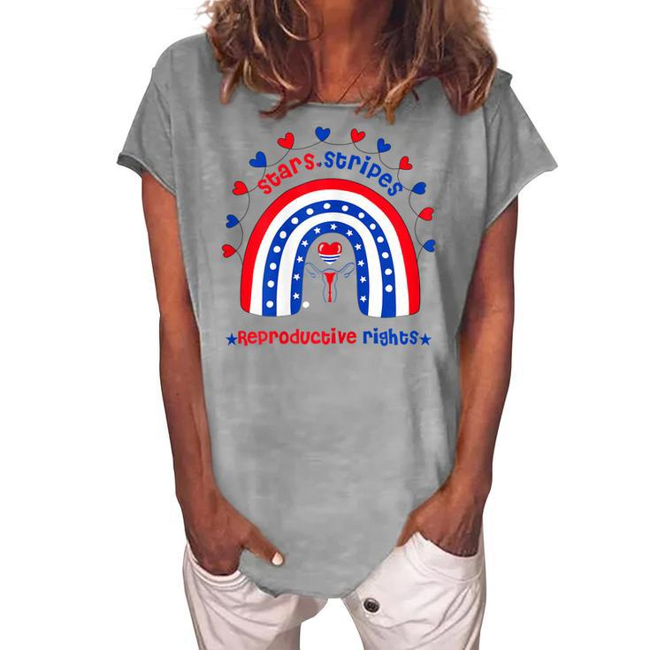 Womens Stars Stripes Reproductive Rights Patriotic 4Th Of July Women's Loosen T-shirt
