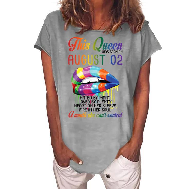 This Queen Was Born On August 2Nd Happy Birthday To Me Mommy  Women's Loosen Crew Neck Short Sleeve T-Shirt