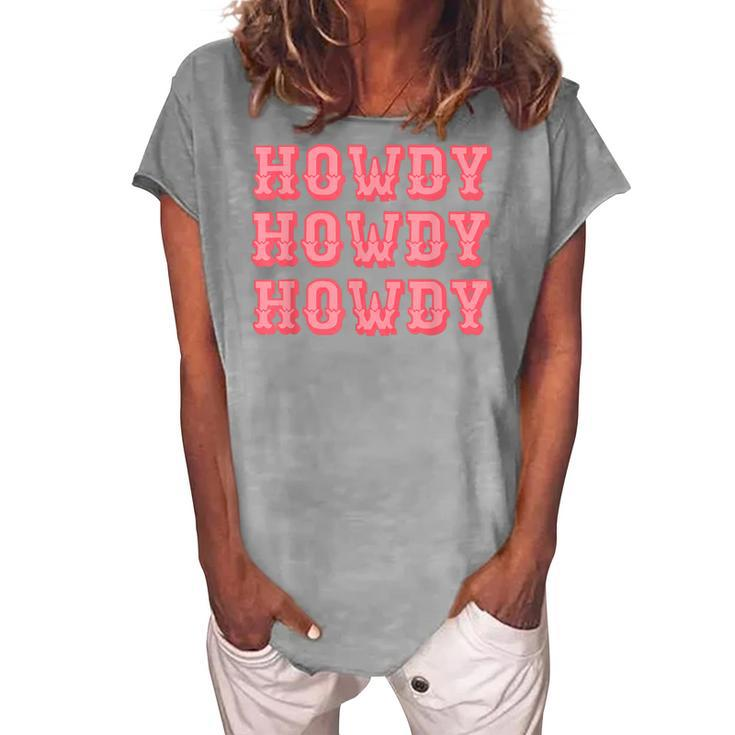 Vintage White Howdy Rodeo Western Country Southern Cowgirl V2 Women's Loosen T-shirt
