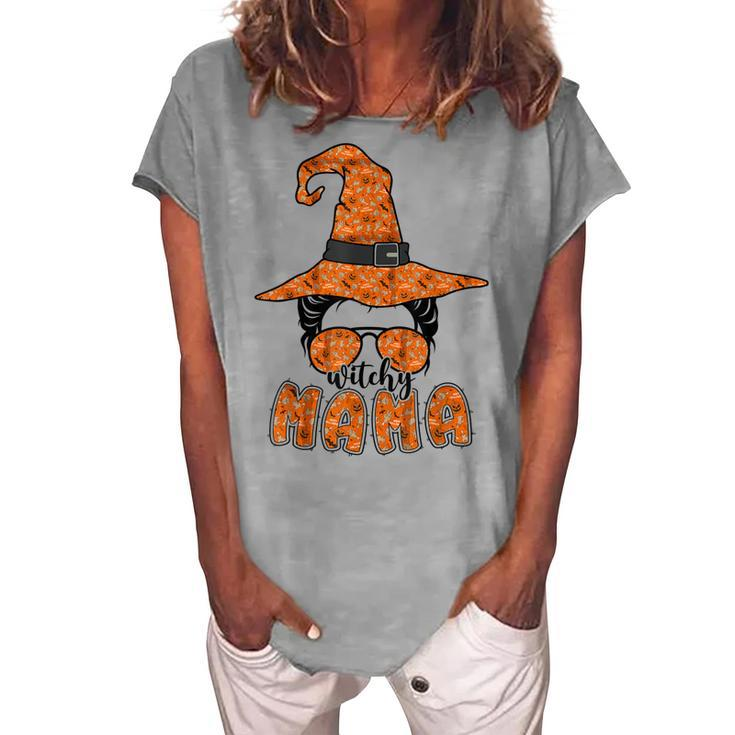 Witchy Mama Halloween Messy Bun Witch Mom Spooky Women V2 Women's Loosen T-shirt