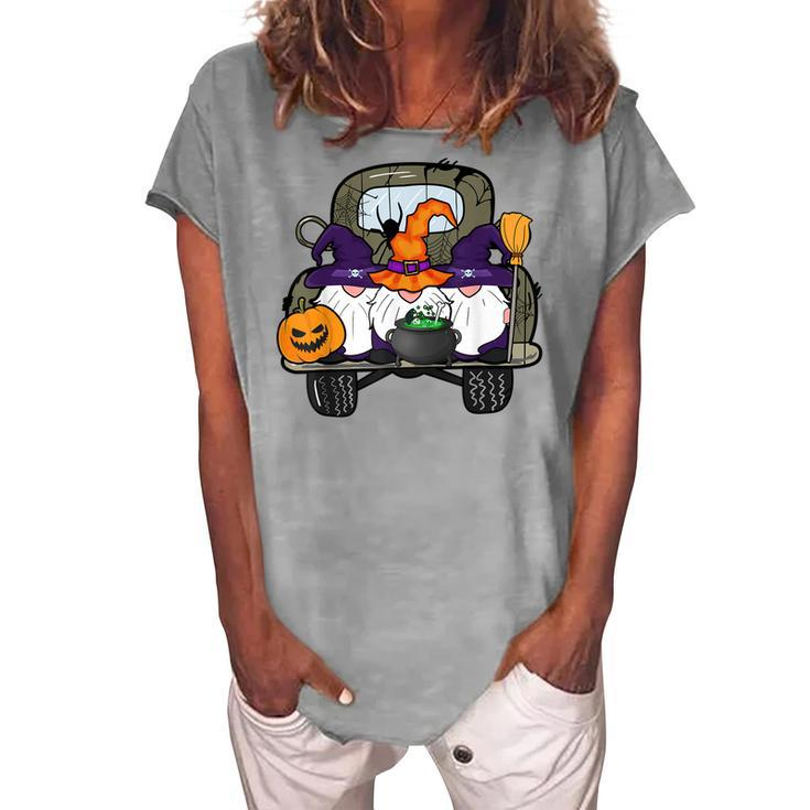 Zem6 Truck Gnomes Witch Pumpkin Happy Halloween Party Women's Loosen T-shirt