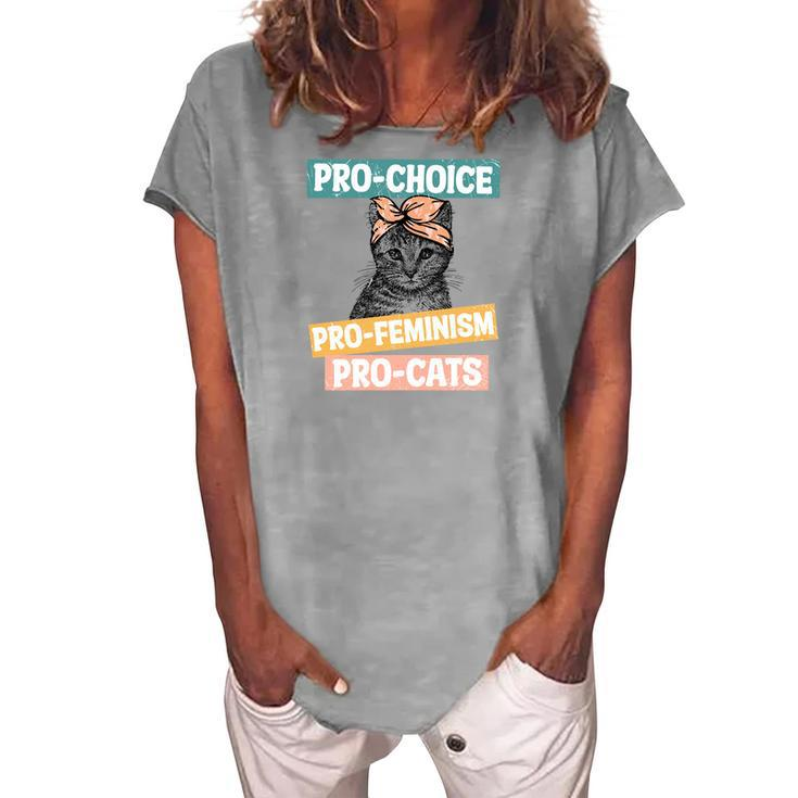 Womens Rights Pro Choice Pro Feminism Pro Cats Women's Loosen T-shirt