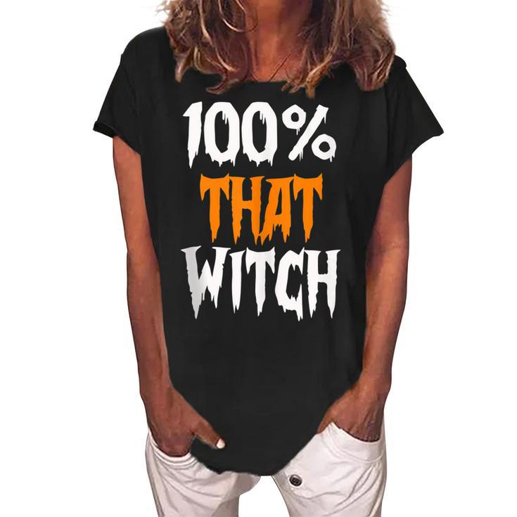 100 That Witch Funny Halloween - Witch Music Lyrics  Women's Loosen Crew Neck Short Sleeve T-Shirt