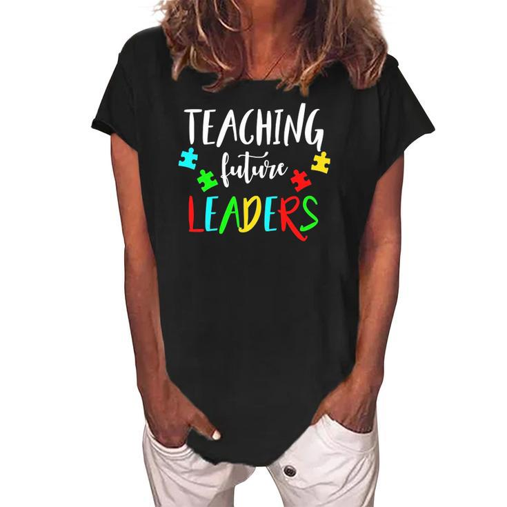 Autism Teacher Design Gift For Special Education Women's Loosen Crew Neck Short Sleeve T-Shirt