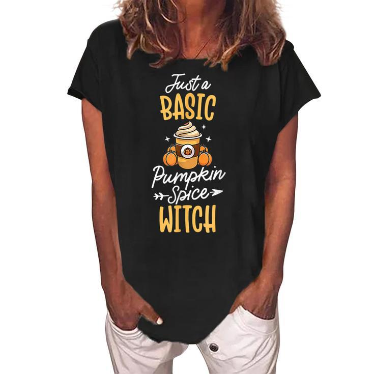 Basic Pumpkin Spice Witch Cute Thanksgiving Fall Autumn  V3 Women's Loosen Crew Neck Short Sleeve T-Shirt