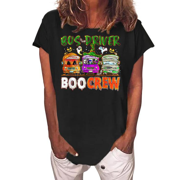 Bus Driver Boo Crew School Bus Driver Life Halloween  Women's Loosen Crew Neck Short Sleeve T-Shirt