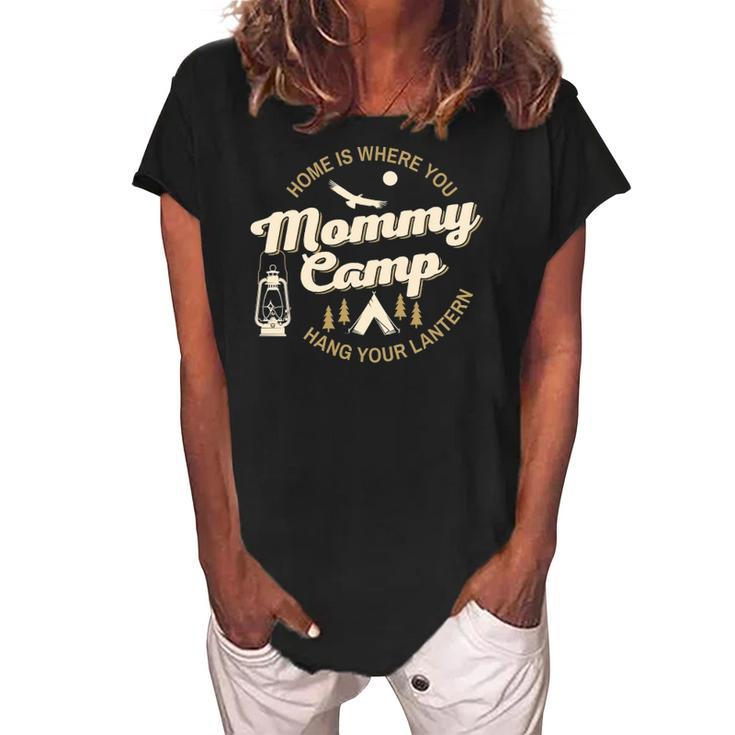 Camp Mommy Shirt Summer Camp Home Road Trip Vacation Camping Women's Loosen Crew Neck Short Sleeve T-Shirt