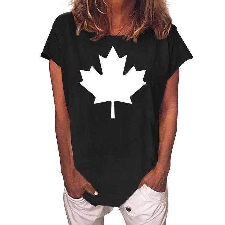 Canadian Flag  Women Men Kids Maple Leaf Canada Day Women's Loosen Crew Neck Short Sleeve T-Shirt