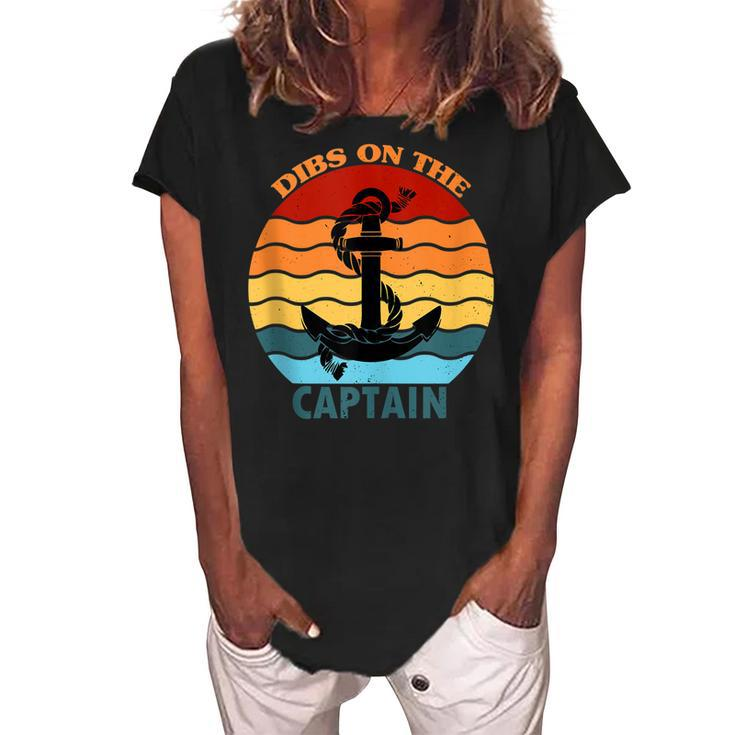Captain Wife Dibs On The Captain Funny Dibs On The Captain  Women's Loosen Crew Neck Short Sleeve T-Shirt