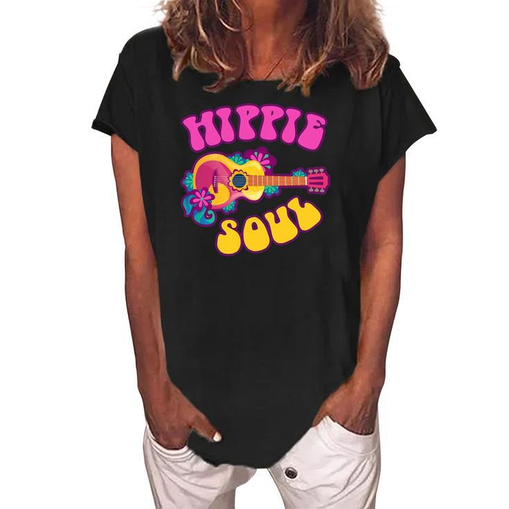 Costume Hippie Soul Funny Halloween Retro Party Women Men Women's Loosen Crew Neck Short Sleeve T-Shirt