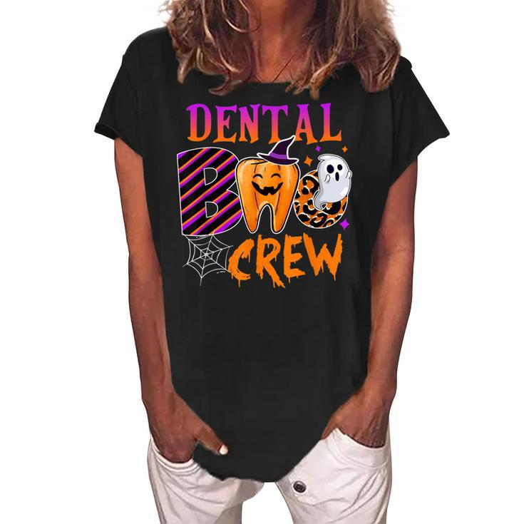 Dental Boo Crew Funny Boo Th Dentist Matching Halloween  Women's Loosen Crew Neck Short Sleeve T-Shirt