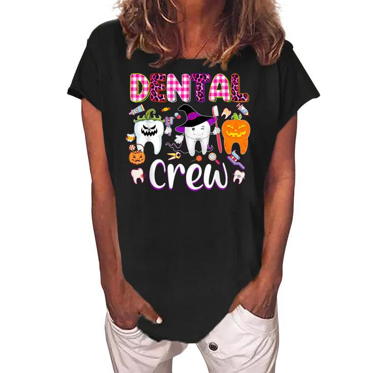 Dental Boo Crew Halloween Funny Dentist Assistant Costume  Women's Loosen Crew Neck Short Sleeve T-Shirt
